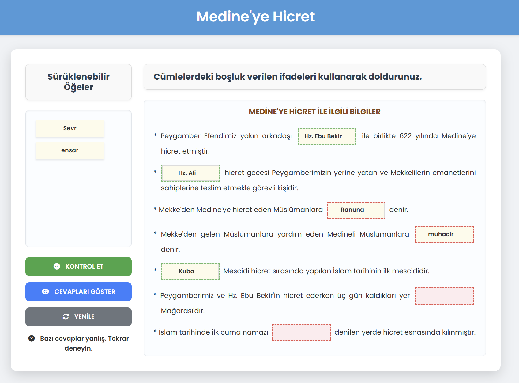 012d- Sürükleyerek Cümlede Kavram Eşleştirme Örneği EBA Versiyon