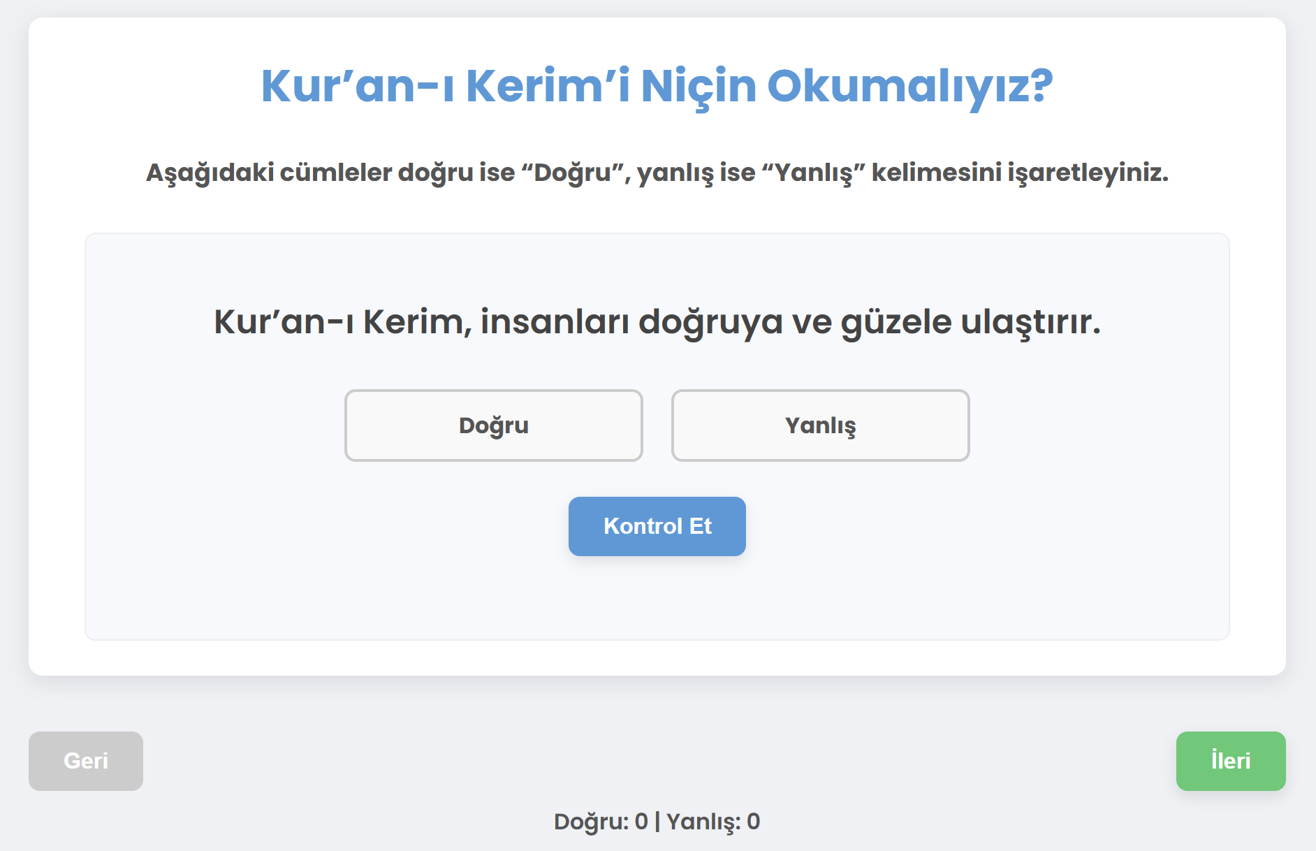 006f- Sayfa Geçişli Doğru Yanlış