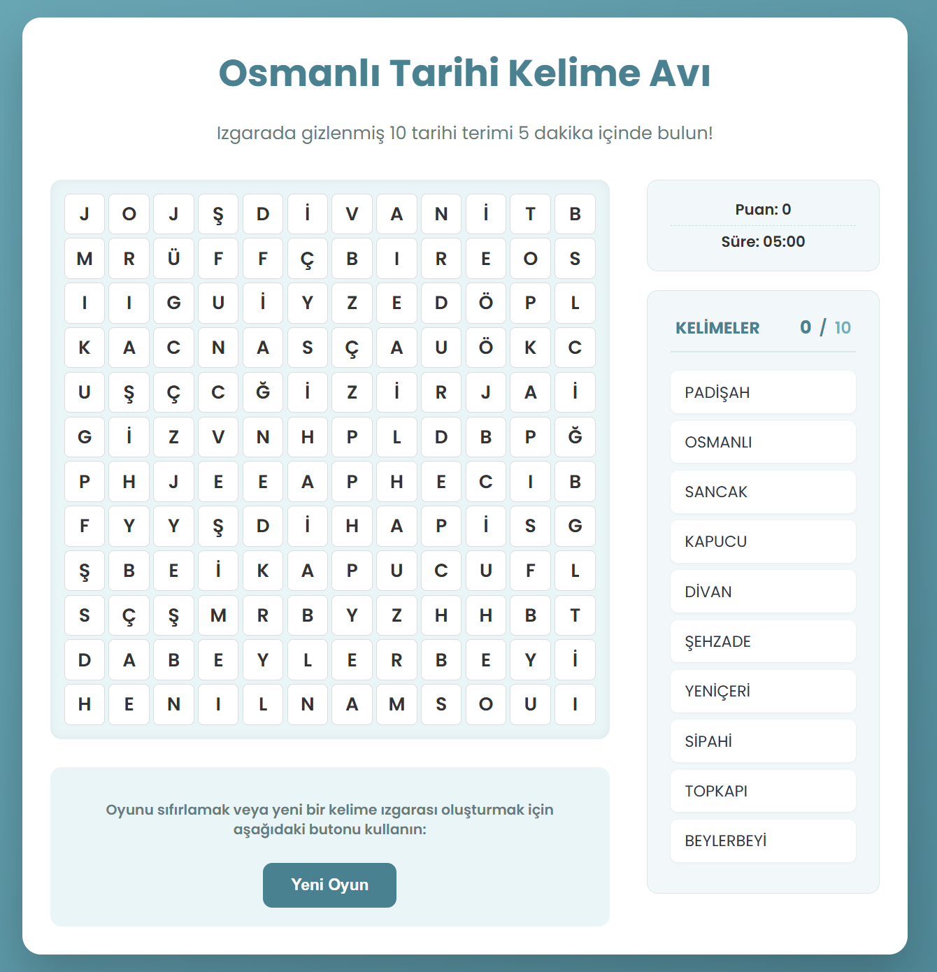 010d- Kelime Avı V3 (YZ)